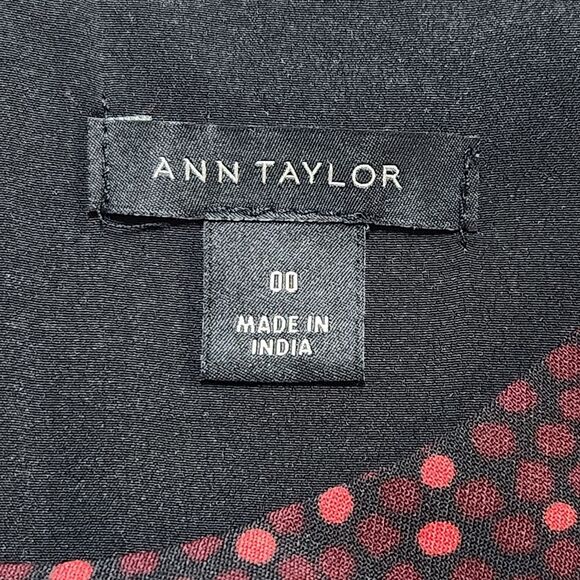 Ann Taylor Sheath Dress Black Burgundy Red Polka Dots Sleeveless Women's size 00 - Picture 7 of 11